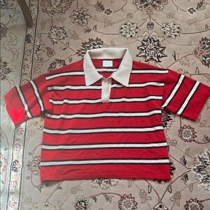 H&M Red Striped Polo sweater shirt